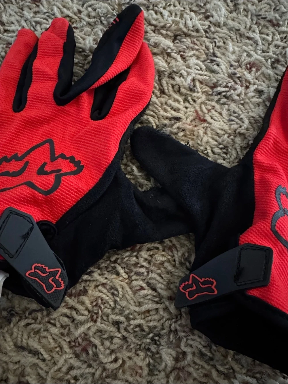 Fox Red and Black Kids Bike Racing Gloves - Youth Large
